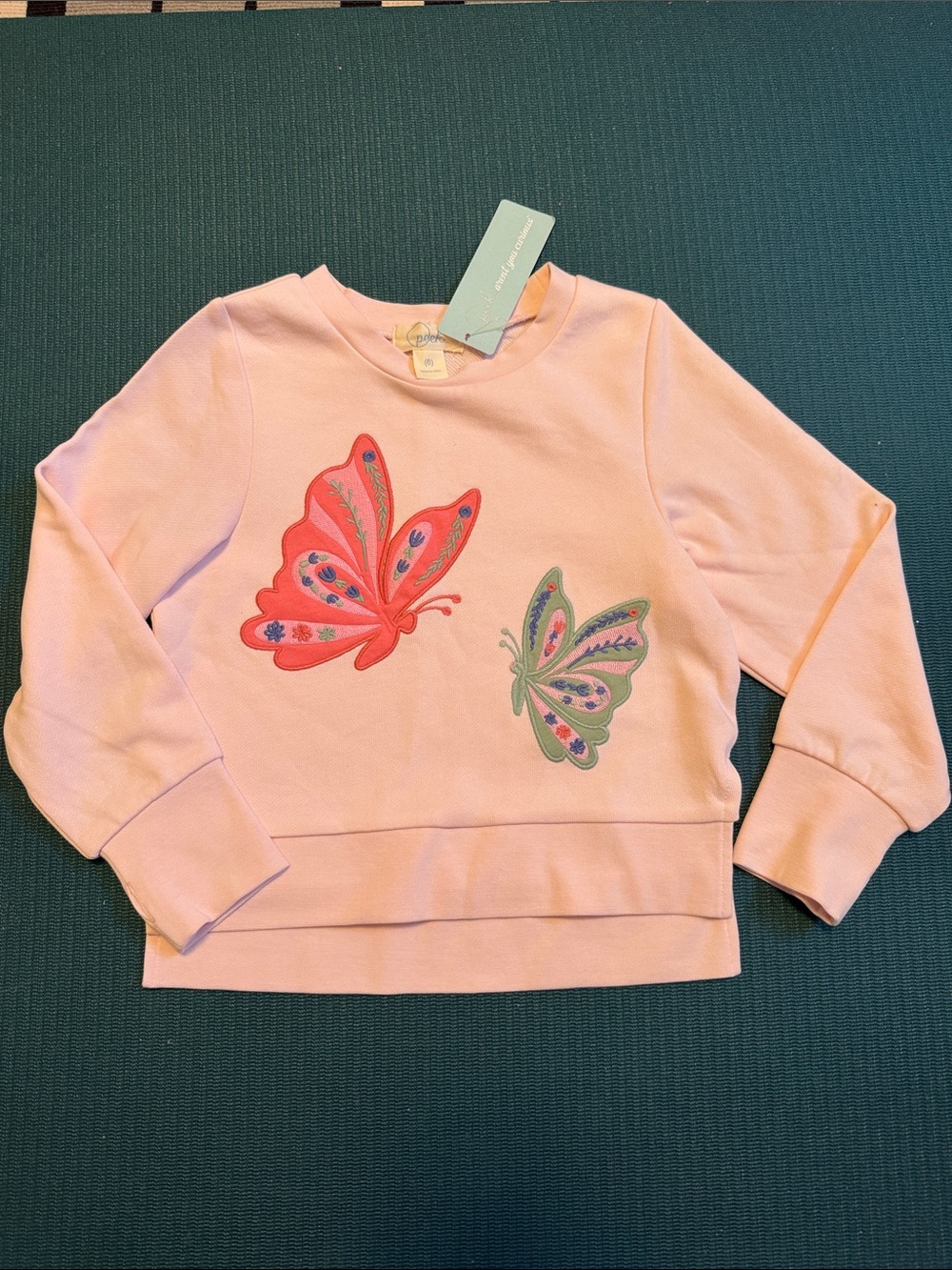 Girls' Pink Butterfly Sweatshirt - Kids Shirts & Tops